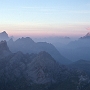 Looking to Pelmo and the Civetta at dawn, from Lagazuoi.